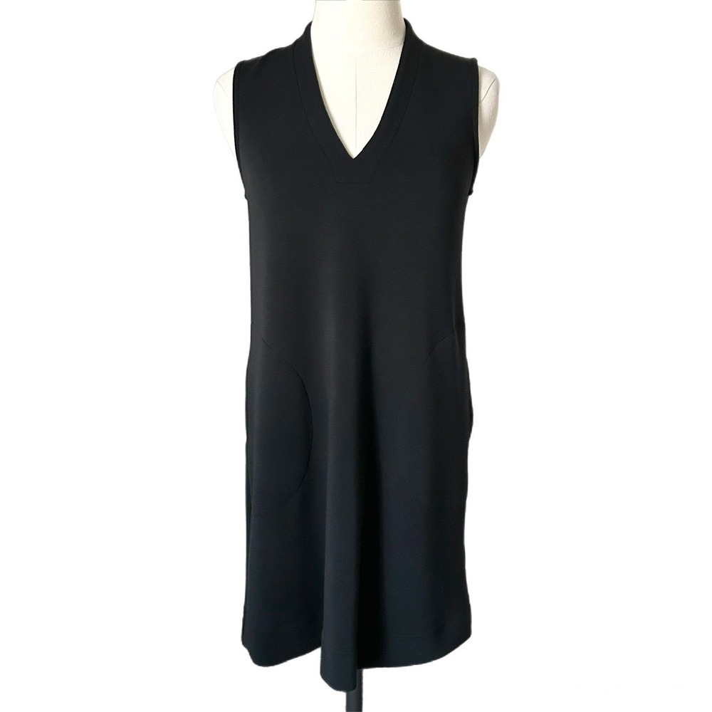 SPANX AirEssentials V-Neck Sleeveless Mini Dress Black Pockets Casual Size XS - Picture 2 of 6